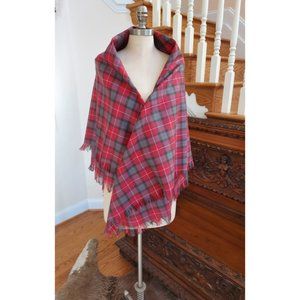 New Wool Tartan Shawl Wrap Fraser Dresss Weathered Red Gray Made in Scotland